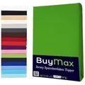 Buymax Spannbettlaken Topper, Spannbetttuch für Topper bis 12 cm Höhe, 100% Baumwolle Jersey, Jersey, Gummizug: Rundumgummi, (1 Stück), Pflegeleicht und Atmungsaktiv, in Verschiedenen Farben und Größen grün 160 cm x 200 cm