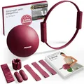 NEOLYMP Pilates Set für Zuhause – Pilates Ball, Pilates Ring & Gewichte – Komplettes Pilates Zubehör Set – inkl. Pilates Bänder, 1kg Hanteln & E-Book – Pilates Essential Kit (Basic, Berry)