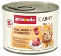 animonda Carny Katzen Nassfutter Rind + Huhn + Entenherzen (6 x 200g), getreidefreies Katzen Nassfutter ohne Zucker, mit frischen fleischigen Zutaten