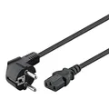 Goobay 51320 Kaltgerätekabel 5m / C13 Kaltgerätebuchse & 90 Grad Schutzkontaktstecker Winkelstecker / Universelles PC Monitor PC Stromkabel C13 Netzkabel / Schwarz / 5 m