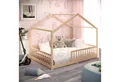 CADANI Kinderbett Malte Hausbett Bodenbett Rausfallschutz abnehmbar bis 200 kg belastbar (140x200 cm, Montessori Kinder- & Jugendbett aus Kiefer Massivholz), inkl. stabilem Roll-Lattenrost, langfristig nutzbar, Natur