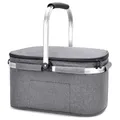 ALLCAMP Groß Faltbar Isoliert Kühltasche - Einkaufskorb Thermo Mit Deckel, Abnehmbarer Picknickkorb 2 Personen, Aluminiumrahmen Kühlkorb, Verdicken Thermokorb - Mit 2 Kühlakkus