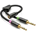 deleyCON Headset PC Adapter - Audio Y-Adapter Kabel Stereo Splitter - 3,5mm Klinke 1x Buchse auf 2x 3,5mm Stecker - Headset Gaming Kopfhörer an PC oder Laptop