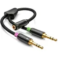 deleyCON Audio Splitter Kabel Y Klinken Adapter Kabel Kopfhörer Mikrofon Headset