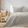 RESTILO Tagesdecke 260x280 cm Beige Bettüberwürf zweiseitig Steppung Velvet Samt Laila