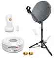 PremiumX Camping SAT Anlage 45cm Antenne Single LNB Stativ Kabel F-Stecker