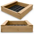 Gartenwelt Riegelsberger Sandkasten BULLE Sandkasten aus Lärche natur 45 mm inkl. Sitzbretter Bodenplane ohne Deckel | 150 cm x 150 cm