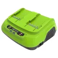 Greenworks 40V 8A Doppellader Akku Ladegerät - Universal Batterieladegerät für Garten- & Elektrowerkzeuge, Lädt 2Ah Akku in 30 Min, für 40V Akkus, 3 Jahre Garantie - G40X2UC8