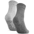 sockenkauf24 ABS-Socken Antirutschsocken warme Stoppersocken mit Wolle Vollfrottee (Grau/Anthrazit, 2-Paar, 47-50) mit Komfortbund für Damen & Herren - 21463 grau 47-50