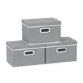 3 Stück Aufbewahrungsboxen mit Deckel Faltbare Stoffbox mit Griffen Boxen