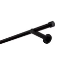 Gardinenstange schwarz 360 cm 1-läufig 19 mm aus Metall Wandbefestigung Endstück Kappe