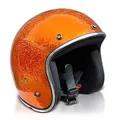ALPHA SPEEDS – Jet Helm Motorrad Fiberglas Schale Offener ¾ Helm Biker Helm Abnehmbares Innenfutter Chopper Helm Falke Helmet (Flake Orange, M)