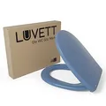 LUVETT® C100 Toilettendeckel mit Absenkautomatik Oval Blau - SoftClose Klodeckel Abnehmbar - Klobrille aus Antibakteriellem Duroplast - WC Sitz 3in1 Befestigung Inkl. - Toilettensitz Made in EU