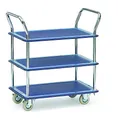 Fetra Ganzstahl-Tischwagen, 3 Ladeflächen, 740 x 480 mm, Traglast 120 kg, 1 Stück, blau, 3113
