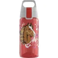 SIGG - Trinkflasche Kinder - Viva One Horses - Für Kohlensäurehaltige Getränke Geeignet - Auslaufsicher - Spülmaschinenfest - BPA-frei - Sport & Schule - Rot mit Pferden - 0,5L