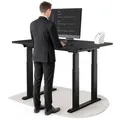 DESKSPACE Höhenverstellbarer Schreibtisch elektrisch mit leisem Dual-Motor – stabiles 4-Bein-Gestell (Schwarzes Gestell, Schwarz Tischplatte, 14... - Schwarz
