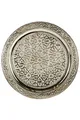 Orientalisches rundes Tablett aus Messing Mehdia 30cm Deko Silber | Marokkanisches Teetablett in der Farbe Silber | Orient Kupfertablett silberfarbig | Orientalische Dekoration auf dem gedeckten Tisch