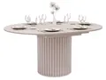 yourhouse24 Esstisch LINNEA Ø120-160cm Ausziehbar Säule Lamellen (Einzeltisch, 1-St., 1x Esstisch), Säule in Lamellen-Optik, Kaschmir & Schwarz