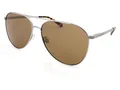 Ted Baker West Pilot Sonnenbrille Satin Silber mit Brown Gläser Unisex 1510 800