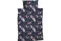 CASATEX Bettwäsche Belana Dunkelblau Satin, Satin, 2 teilig, Blüten, Rosen, Äste