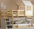 Hochbett mit Treppen Etagenbett 200x90cm Stockbett Holzbett mit Lattenrost
