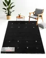 carpetfine Wollteppich Gabbeh Uni Schwarz 140x200 cm | Moderner Teppich für Wohn- und Schlafzimmer