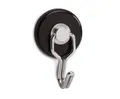 MAUL Magnete mit Haken Ø35x53mm (2 Stück) | Starker Magnet mit 5kg Haftkraft | Haken für leichte Kleidung, Handtuch, Kalender und Schlüssel | Runder Magnet für Kühlschank, Magnettafel | Schwarz