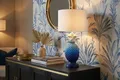 riess-ambiente Tischleuchte PINEAPPLE 50cm blau/weiß– Ananas-Design, Stoffschirm, Accessoire, keine besonderen Funktionen, ohne Leuchtmittel, fruchtige Leuchte als dekoratives Highlight – ideal für Sideboards