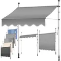 KESSER Klemmmarkise mit Handkurbel für Terrasse, Balkon & Garten UV-beständig, höhenverstellbar und wasserabweisend grau 400 cm