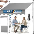 KESSER® Klemmmarkise mit Handkurbel Balkon | Balkonmarkise ohne Bohren | Markise UV-beständig höhenverstellbar & wasserabweisend | Sonnenschutz für Balkon Terrasse & Garten, Terrassenüberdachung 400cm