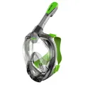 Seac Magica, Schnorchelmaske Vollgesichtsmaske Anti-Beschlag System mit einem weichen Maskenkörper, Dry Top Schnorchel mit Auslassventil, grau/grün, L/XL