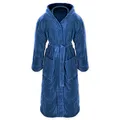 Gräfenstayn® Damen & Herren Kuschelfleece Bademantel mit Kapuze Größe S-XXXL mit Öko-Tex Standard 100 Flanell Fleece (S, Blau)