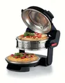 Ariete Forno Pizza Doppio 927, Pizzaofen mit 5 Kochstufen, 2 feuerfesten Antihaft-Platten, 2 Holzklingen im Lieferumfang, Max. Temperatur: 400°C, 2 Thermostate, Durchmesser 32 cm, 2300W, Schwarz