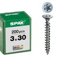SPAX Universal, Senkkopf, T-Star plus, Multi-Kopf, Vollgewinde, Galvanisch, A2J, Blank Verzinkt, 3,0 x 30 mm, 200 Stück