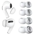 4 Paar Ersatz-Ohrstöpsel für AirPods Pro Gen 1 & 2 von MMOBIEL - Anti-Rutsch Silikon Ohrstöpsel Spitzen mit Geräuschreduzierungsloch, Tragbare Aufbewahrungsbox und Passt in Ladehülle - XS/S/M/L – Weiß