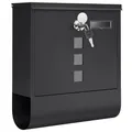 SONGMICS Briefkasten, Postkasten, Schloss mit Kupfer-Schließzylinder und drehbarer Abdeckung, Sichtfenster, Namensschild, Zeitungsfach, einfache Montage, 10 x 30,8 x 33,8 cm, schwarz GMB020B02