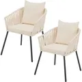 JUSKYS Rope Stühle 2er Set mit Sitz- & Rückenkissen (Beige)""