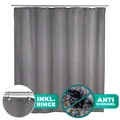 WENKO Dusch Vorhang UNI 180x200 cm Badewannen Ringe Anti Schimmel waschbar grau