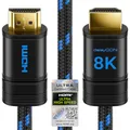 deleyCON 3,0m 8K HDMI 2.1b Kabel (48G, ULTRA Highspeed) Zertifiziert, 8K@60Hz 4K@144Hz 120Hz 2K@144Hz/165Hz eARC HDCP 2.3/2.2 - für DTS:X HDR Dolby Atmos TV PS5 Xbox Soundbar Monitor