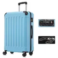 YONSLY Premium Reisekoffer TSA-Schloss,YKK-Reißverschluss Hartschalen-Koffer Trolley Rollkoffer Suitcase Handgepäck 4 Rollen (Hellblau, XL)