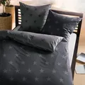 Traumschlaf Biber Bettwäsche Stars zinn 200x200 cm + 2x 80x80 cm - schwarz;grau