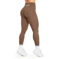 Smilodox Leggings Cetrina, Push Up Scrunch Leggings mit Schriftzug Fitness & Alltag Seamless, High Waist, Scrunch Sporthose, Atmungsaktiv, Blickdicht braun XL