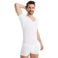FINN Design Unterhemd Anti-Schweiß Shirt Herren mit V-Ausschnitt und integrierten Achselpads Garantierter Schutz vor Schweißflecken und Schweißgeruch weiß L