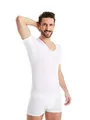 FINN Anti-Schweiß Shirt Herren mit V-Ausschnitt und integrierten Achselpads gegen Starkes Schwitzen - Unterhemd mit garantiertem Schutz vor Schweißflecken und Schweißgeruch Weiß Weiss L