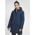 OXMO OXTamila Damen Übergangsmantel Parka Lange Jacke mit Kapuze - Blau - L