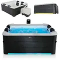 Whirlpool Oslo für 6 Personen - Indoor & Outdoor Pool mit LED, Zubehör & App - Hot Tub Grau