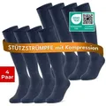 sockenkauf24 Stützkniestrümpfe Kompressionsstrümpfe Reisestrümpfe Stützstrümpfe mit Kompression (Jeans, 4-Paar, 35-38) aus Baumwolle für Damen & Herren mit Komfortbund blau 35-38