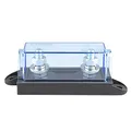 Offgridtec 1-fach MEGA-Sicherungshalter mit transparenter Schutzabdeckung – Hochstrom 32V DC Einzelschacht-Sicherungsblock (60A–500A), M8-Anschlüsse, Oberflächenmontage, Robuster Kunststoff-Verbund