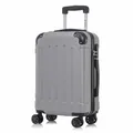 Koffer Trolley Reisekoffer Suitcase, Rollkoffer Handgepäck ,mit 4 Rollen360°, Hartschalenreisekoffer, Zahlenschloss, Weicher Gummigriff(L,Hellgrau)