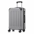 YONSLY Koffer Suitcase L Hellgrau, Trolley Reisekoffer, Rollkoffer Handgepäck mit 4 Rollen 360°, Hartschalenreisekoffer, Zahlenschloss, Weicher Gummigriff